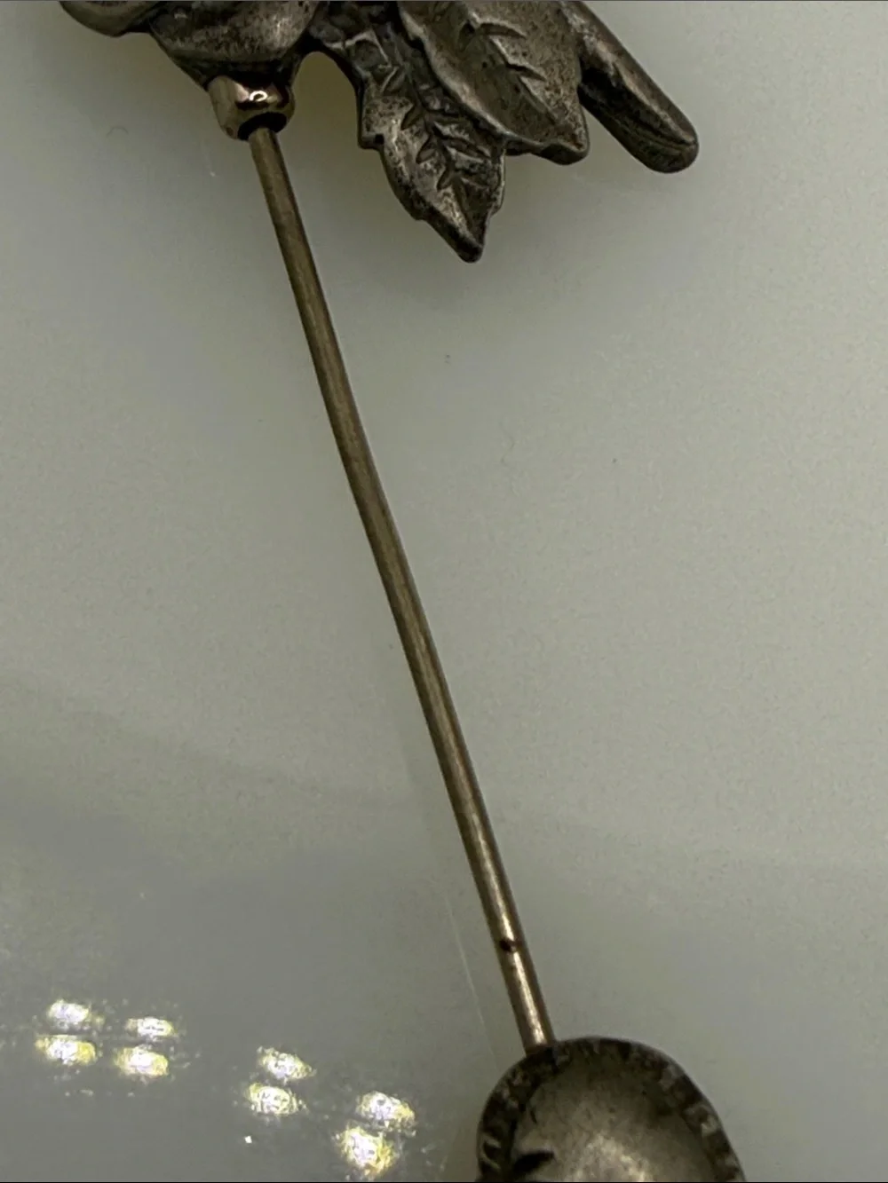 Rare LCO Ostby & Barton LC Barton co Vintage Silver-Tone Rose & Heart Stick Pin
